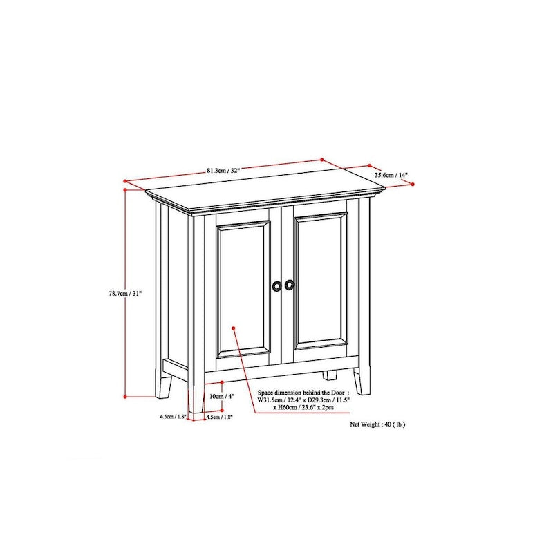 Solid Wood Transitional Low Storage Cabinet - 32w x 14d x 31 h