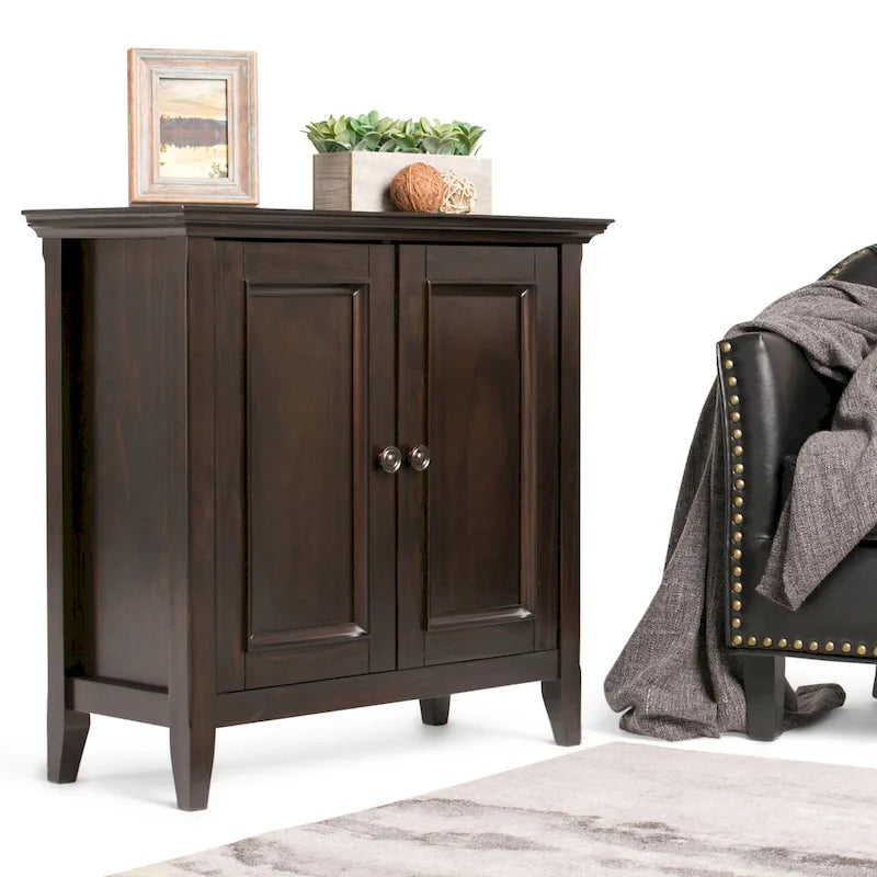 Solid Wood Transitional Low Storage Cabinet - 32w x 14d x 31 h