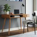Walnut Desk with Open Storage and Small Drawer