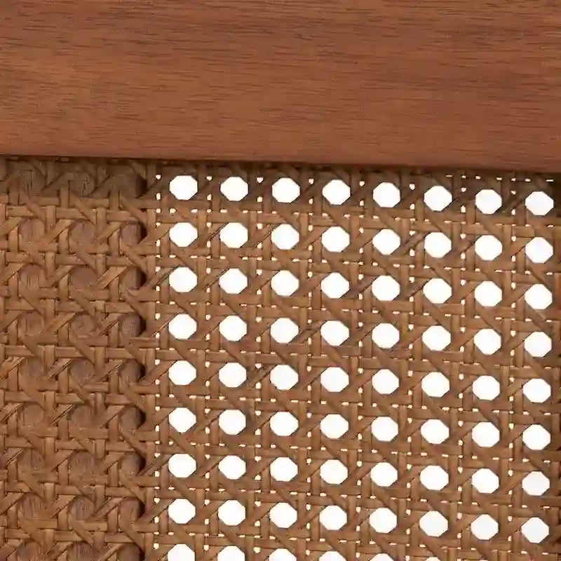 Mid-Century Modern Walnut Brown Finished Wood Platform Bed