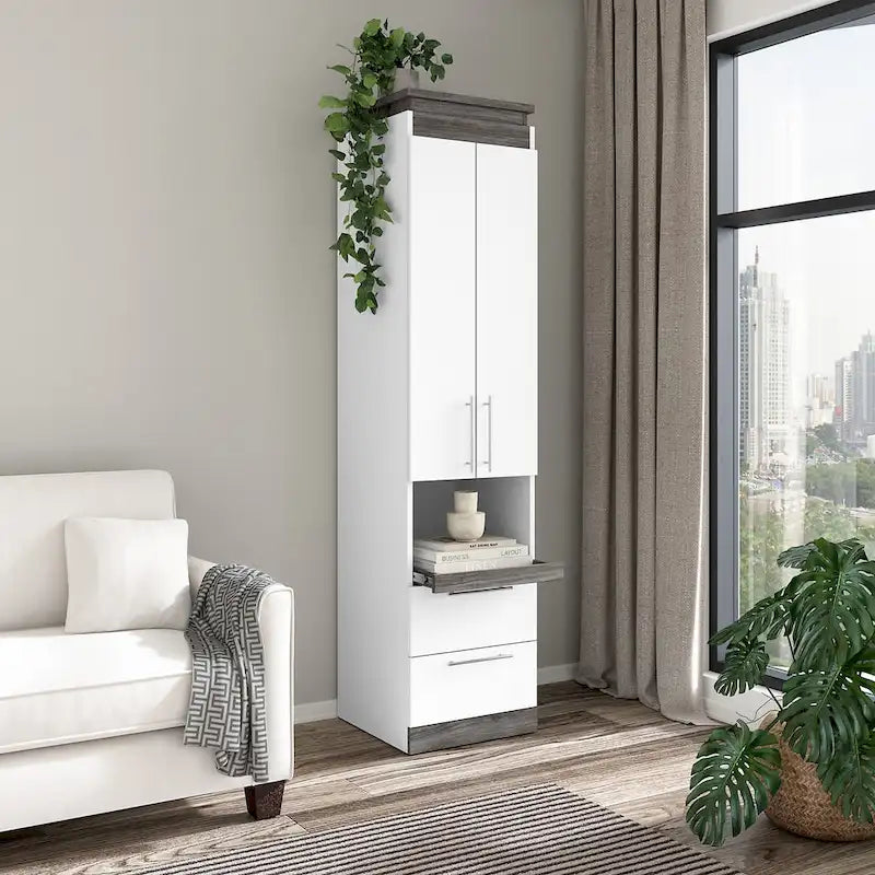 Orion Narrow Storage Cabinet with Drawers and Pull-Out Shelf by Bestar