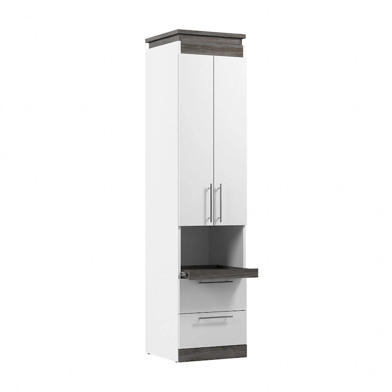 Narrow Storage Cabinet with Drawers and Pull-Out Shelf by