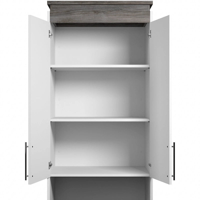 Narrow Storage Cabinet with Drawers and Pull-Out Shelf by