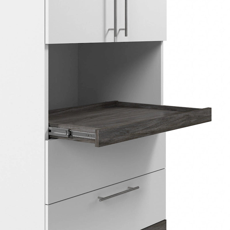 Narrow Storage Cabinet with Drawers and Pull-Out Shelf by