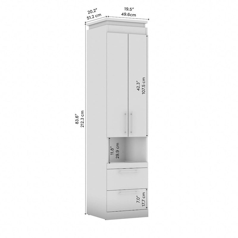 Narrow Storage Cabinet with Drawers and Pull-Out Shelf by