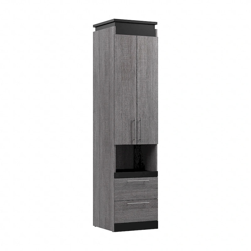Narrow Storage Cabinet with Drawers and Pull-Out Shelf by
