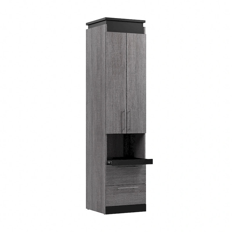 Narrow Storage Cabinet with Drawers and Pull-Out Shelf by