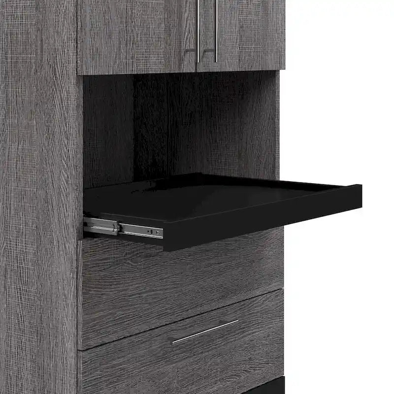 Narrow Storage Cabinet with Drawers and Pull-Out Shelf by