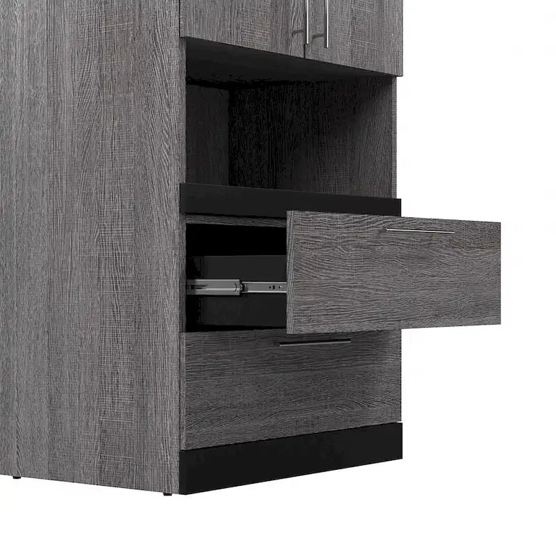 Narrow Storage Cabinet with Drawers and Pull-Out Shelf by