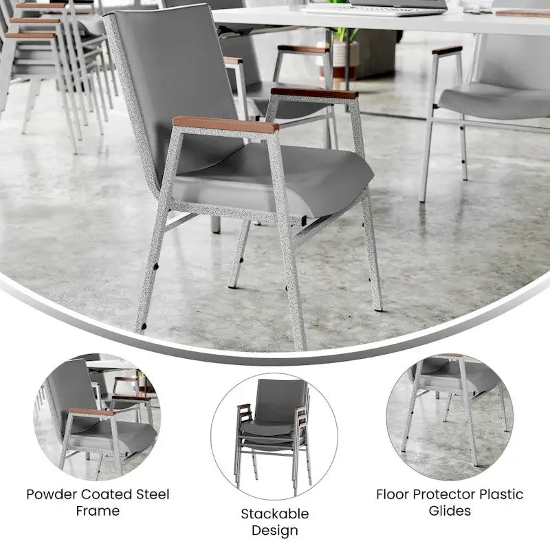 Heavy Duty Stack Chair with Arms - 21D x 21W x 31H
