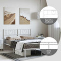 vidaXL Full Metal Bed Frame with Headboard, White, No Mattress - 77.2 x 55.9 x 35.4