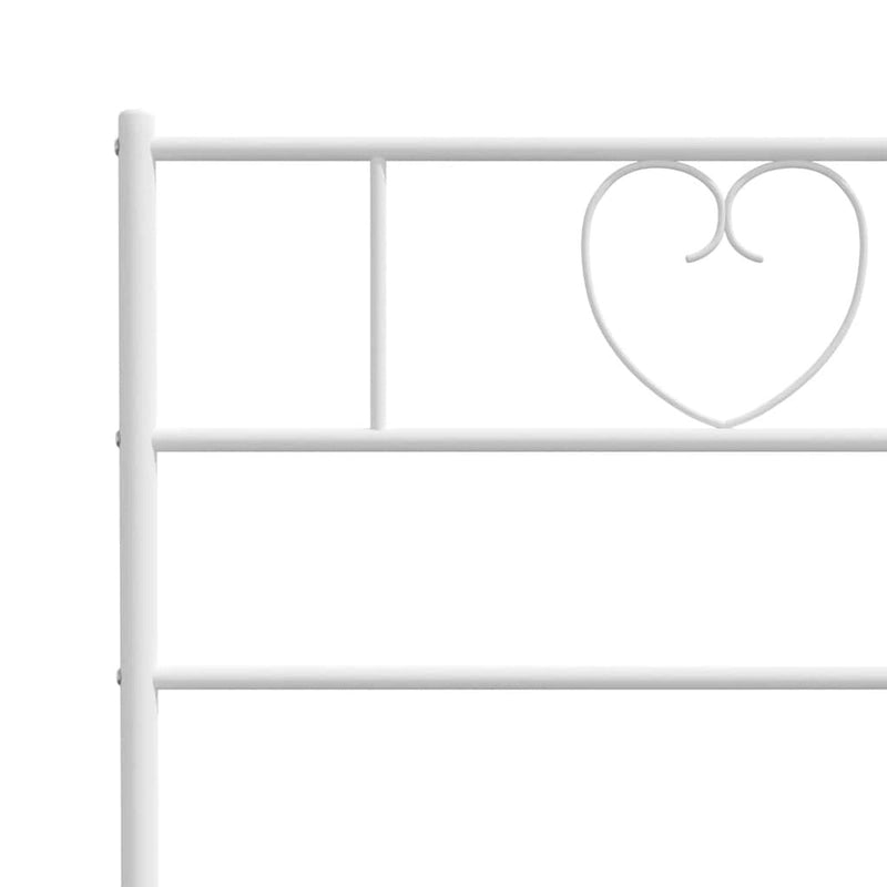 Full Metal Bed Frame with Headboard, White, No Mattress - 77.2 x 55.9 x 35.4