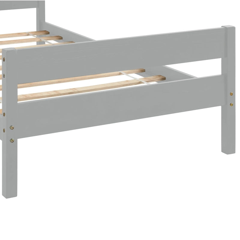 Wooden Bed with Headboard and Footboard,Twin Size