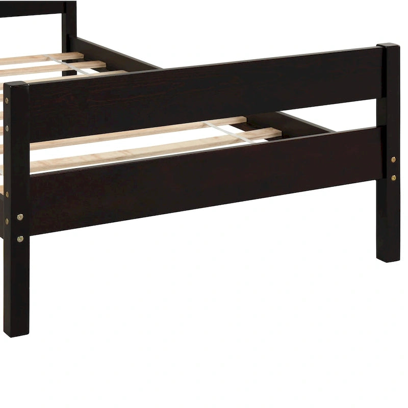 Wooden Bed with Headboard and Footboard,Twin Size