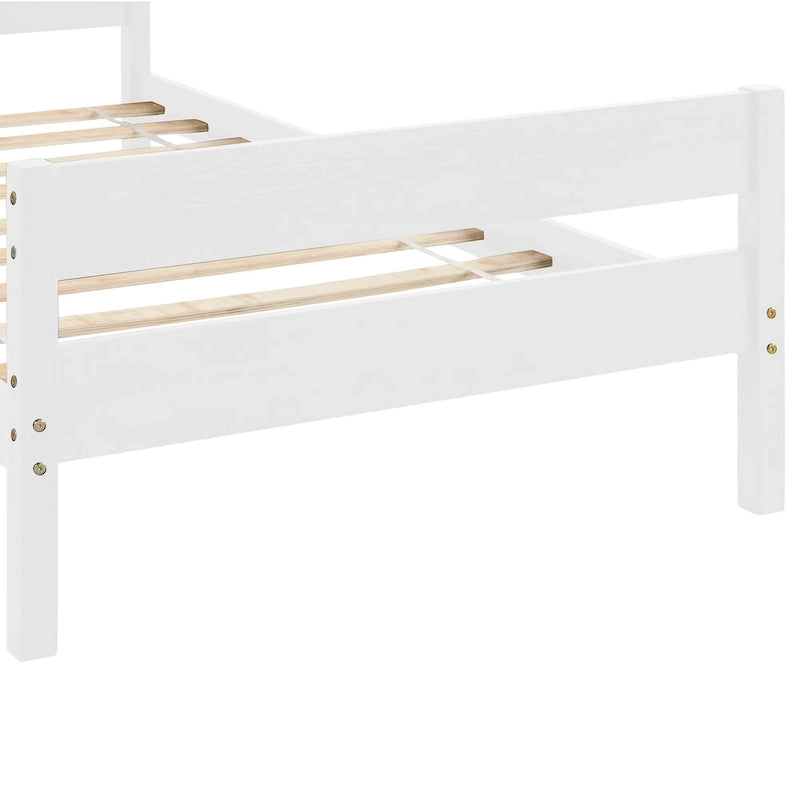 Wooden Bed with Headboard and Footboard,Twin Size