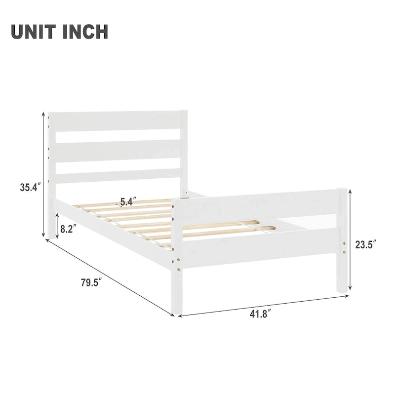 Wooden Bed with Headboard and Footboard,Twin Size