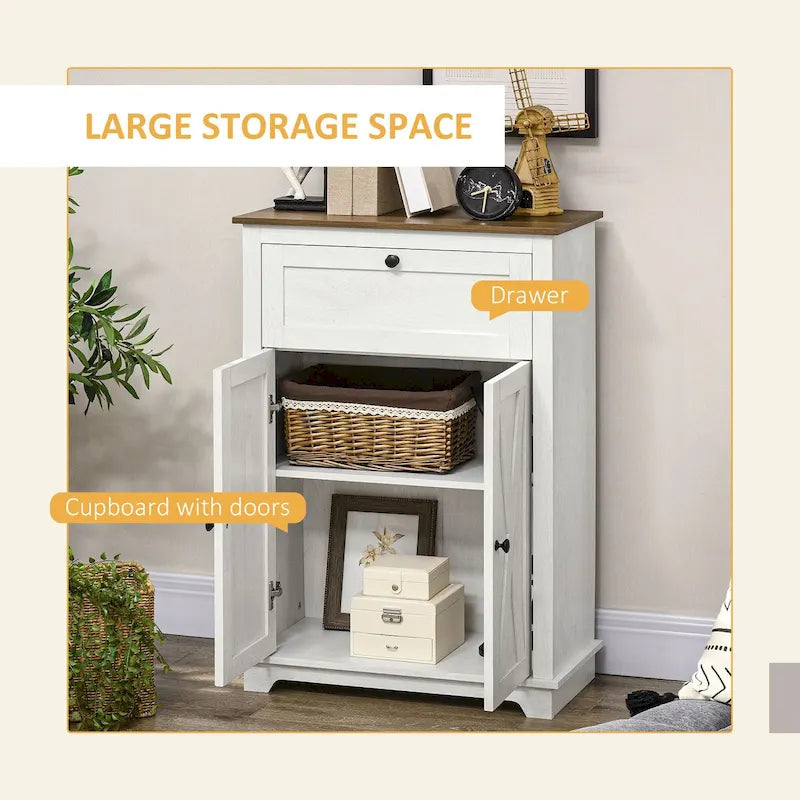Kitchen Sideboard Storage Cabinet With Double Doors, Drawer, And Adjustable Shelf