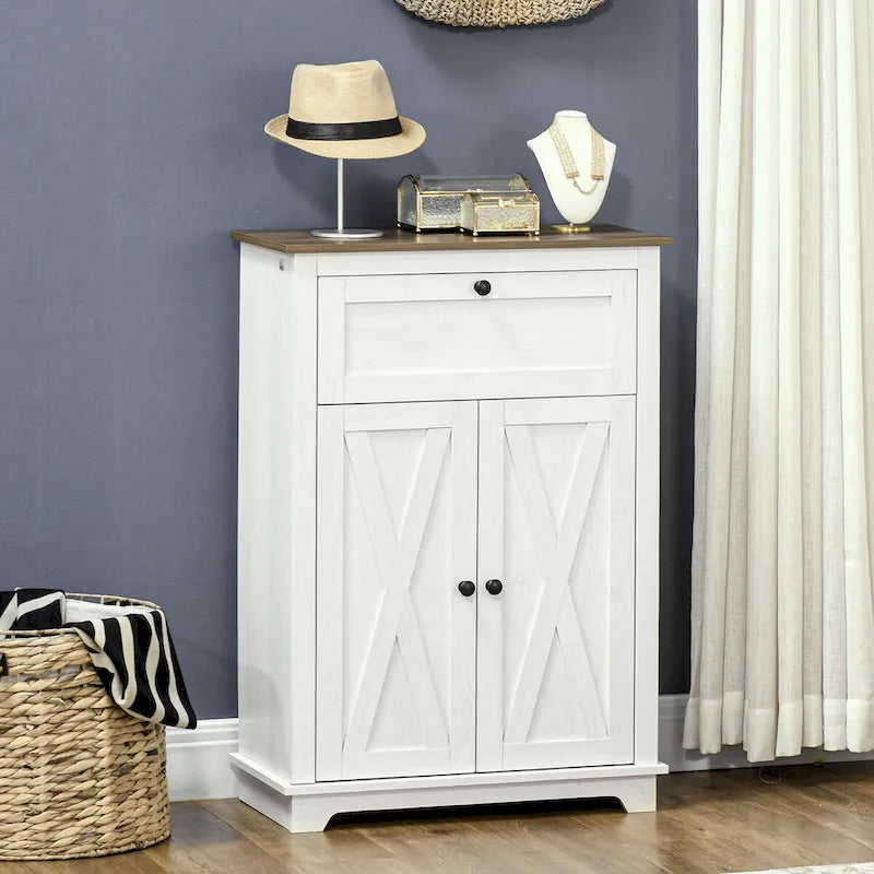 Kitchen Sideboard Storage Cabinet With Double Doors, Drawer, And Adjustable Shelf