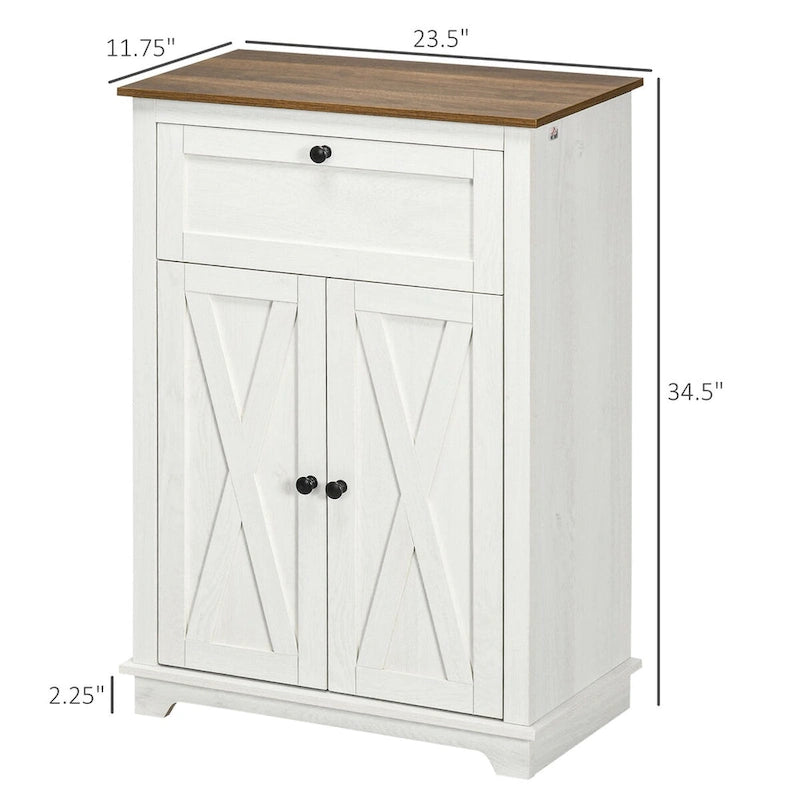 Kitchen Sideboard Storage Cabinet With Double Doors, Drawer, And Adjustable Shelf