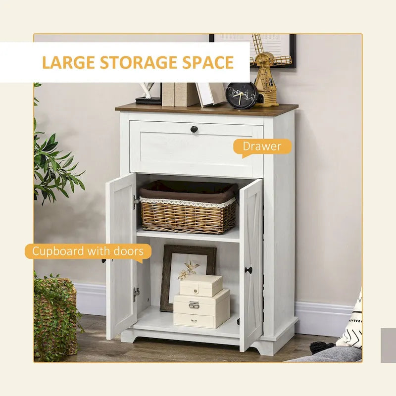 Kitchen Sideboard Storage Cabinet With Double Doors, Drawer, And Adjustable Shelf