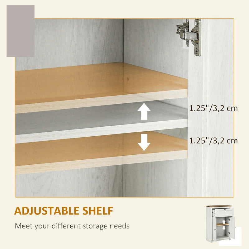 Kitchen Sideboard Storage Cabinet With Double Doors, Drawer, And Adjustable Shelf