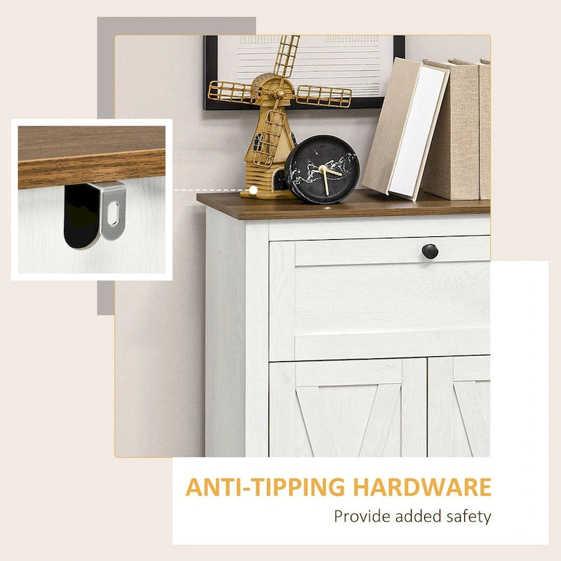 Kitchen Sideboard Storage Cabinet With Double Doors, Drawer, And Adjustable Shelf