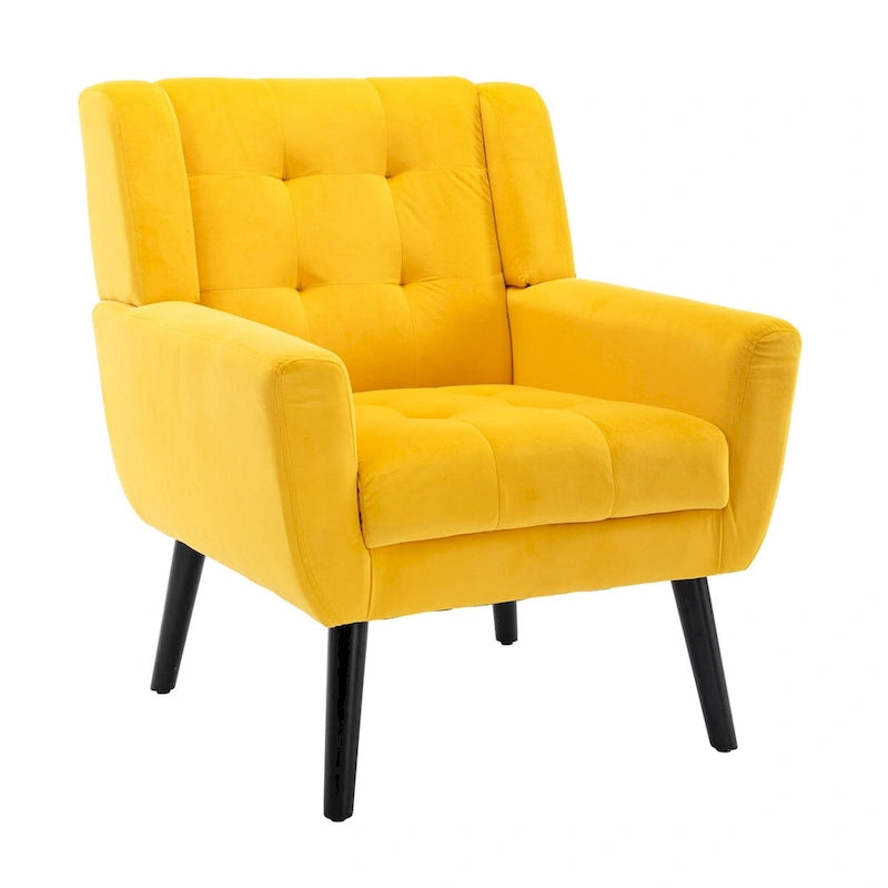 Velvet Upholstered Accent Chair Modern Living Room Lounge Arm Chairs with Ergonomic Backrest Chair