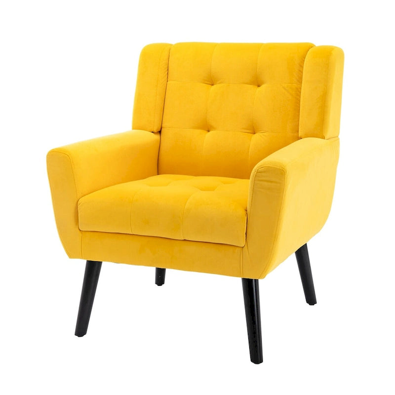 Velvet Upholstered Accent Chair Modern Living Room Lounge Arm Chairs with Ergonomic Backrest Chair