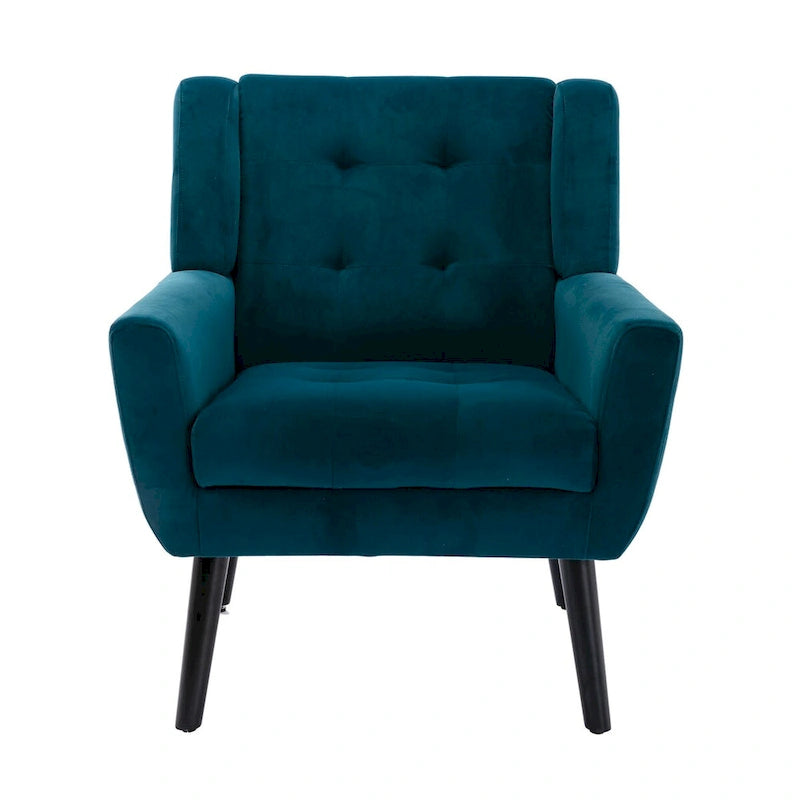 Velvet Upholstered Accent Chair Modern Living Room Lounge Arm Chairs with Ergonomic Backrest Chair