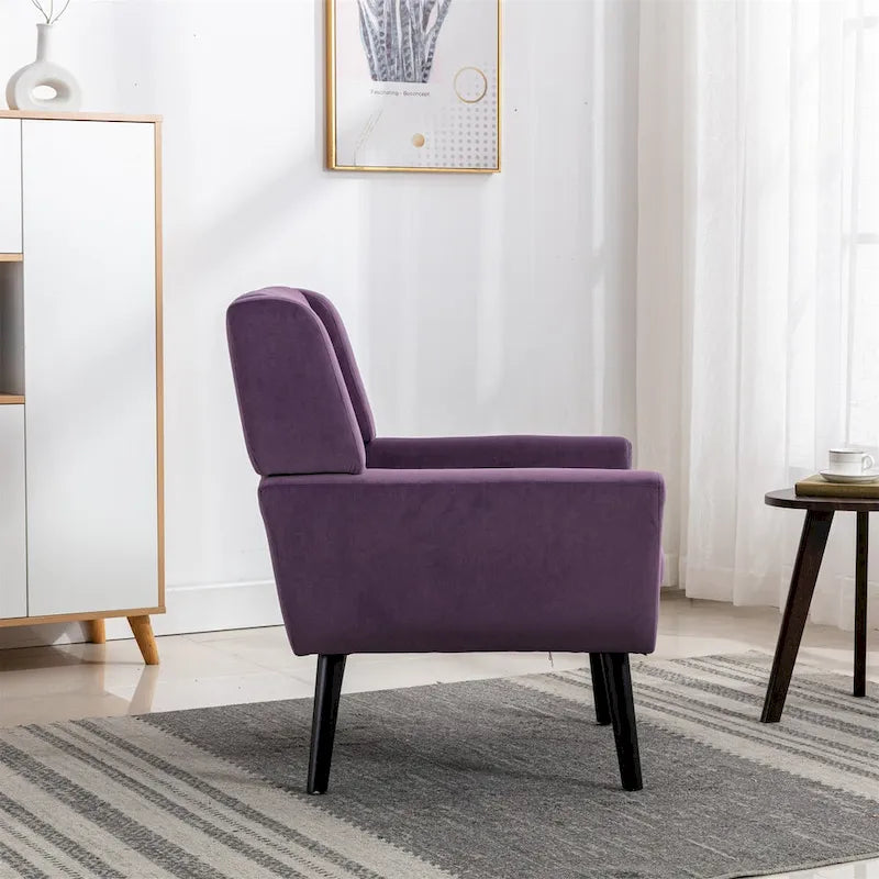Velvet Upholstered Accent Chair Modern Living Room Lounge Arm Chairs with Ergonomic Backrest Chair