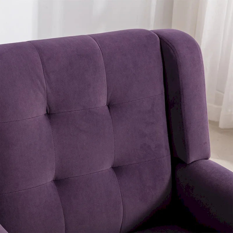 Velvet Upholstered Accent Chair Modern Living Room Lounge Arm Chairs with Ergonomic Backrest Chair