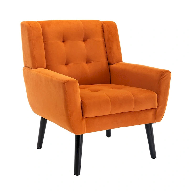 Velvet Upholstered Accent Chair Modern Living Room Lounge Arm Chairs with Ergonomic Backrest Chair