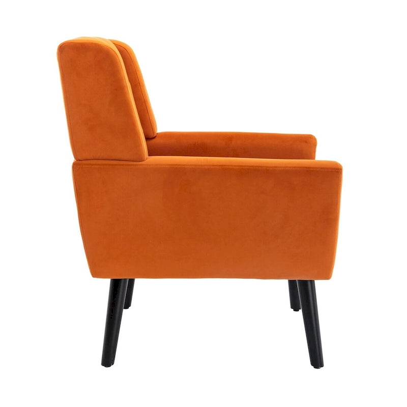 Velvet Upholstered Accent Chair Modern Living Room Lounge Arm Chairs with Ergonomic Backrest Chair