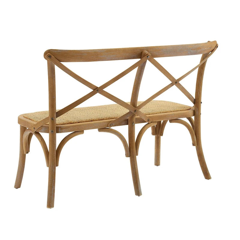 Brown Rattan Bentwood X-Back Bench