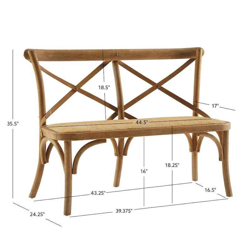 Brown Rattan Bentwood X-Back Bench