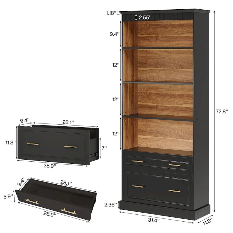 72 Inches Modern Tall Vertical File Filing Cabinet for Home Office