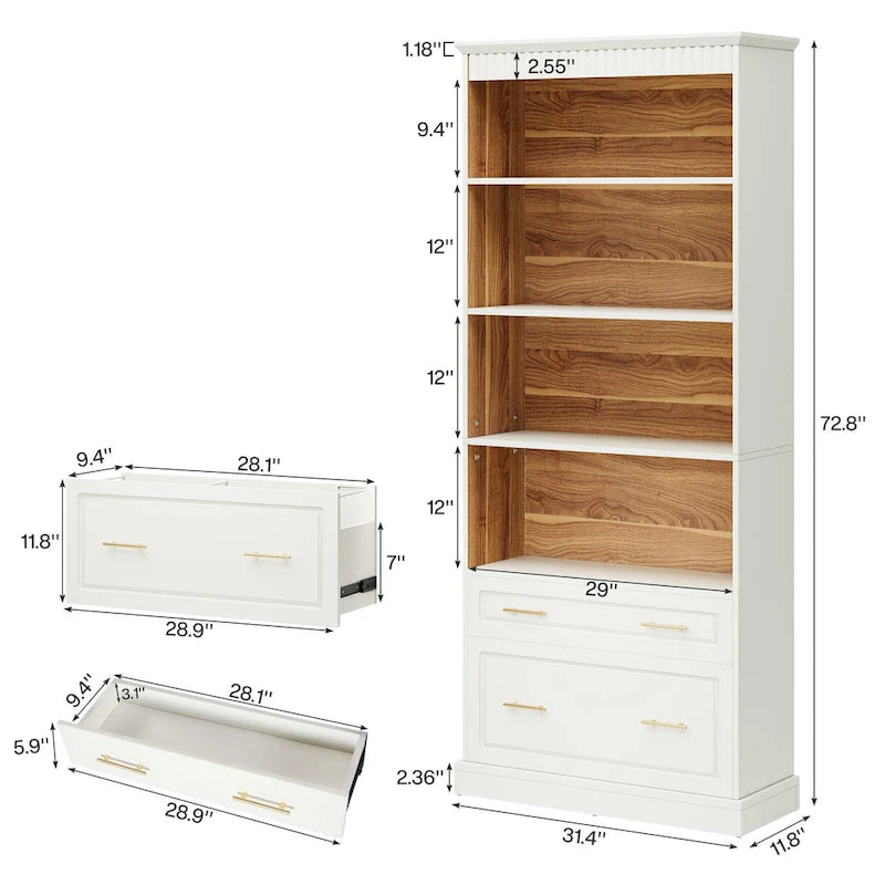 72 Inches Modern Tall Vertical File Filing Cabinet for Home Office