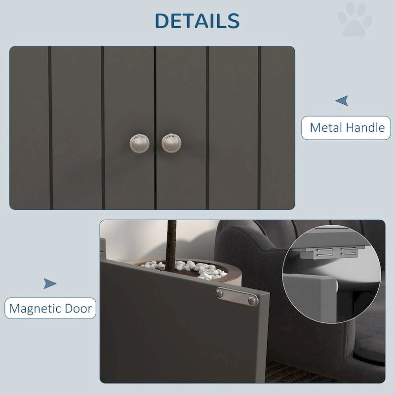 Large Elevated Dog Bowls with Storage Cabinet 44L Capacity, Raised Dog Bowl Stand Pet Food Bowl Dog Feeding Station, Gray