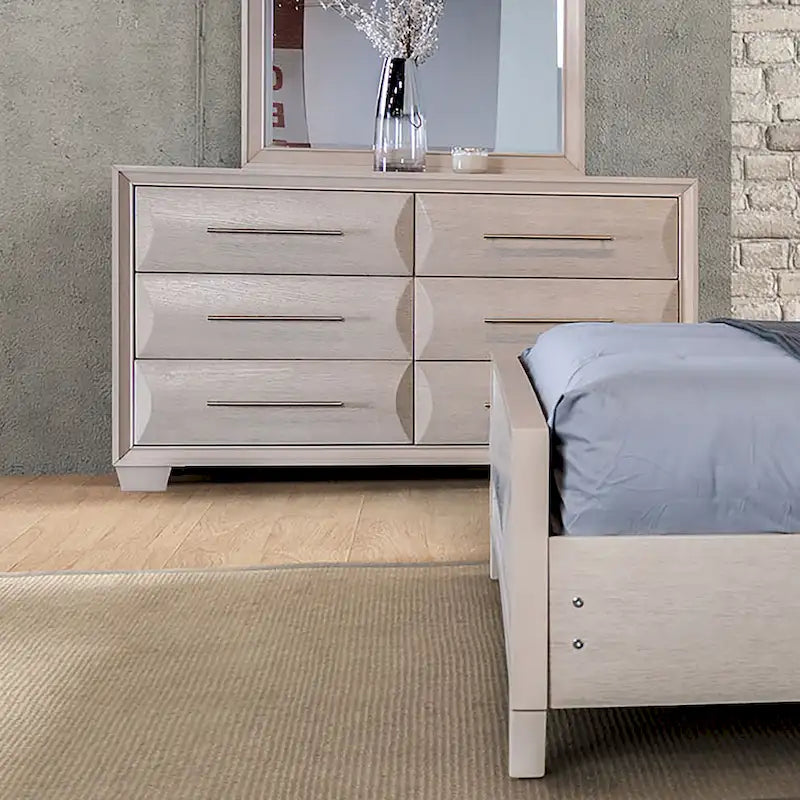 Modern Rounded Wood 6-Drawer Dresser